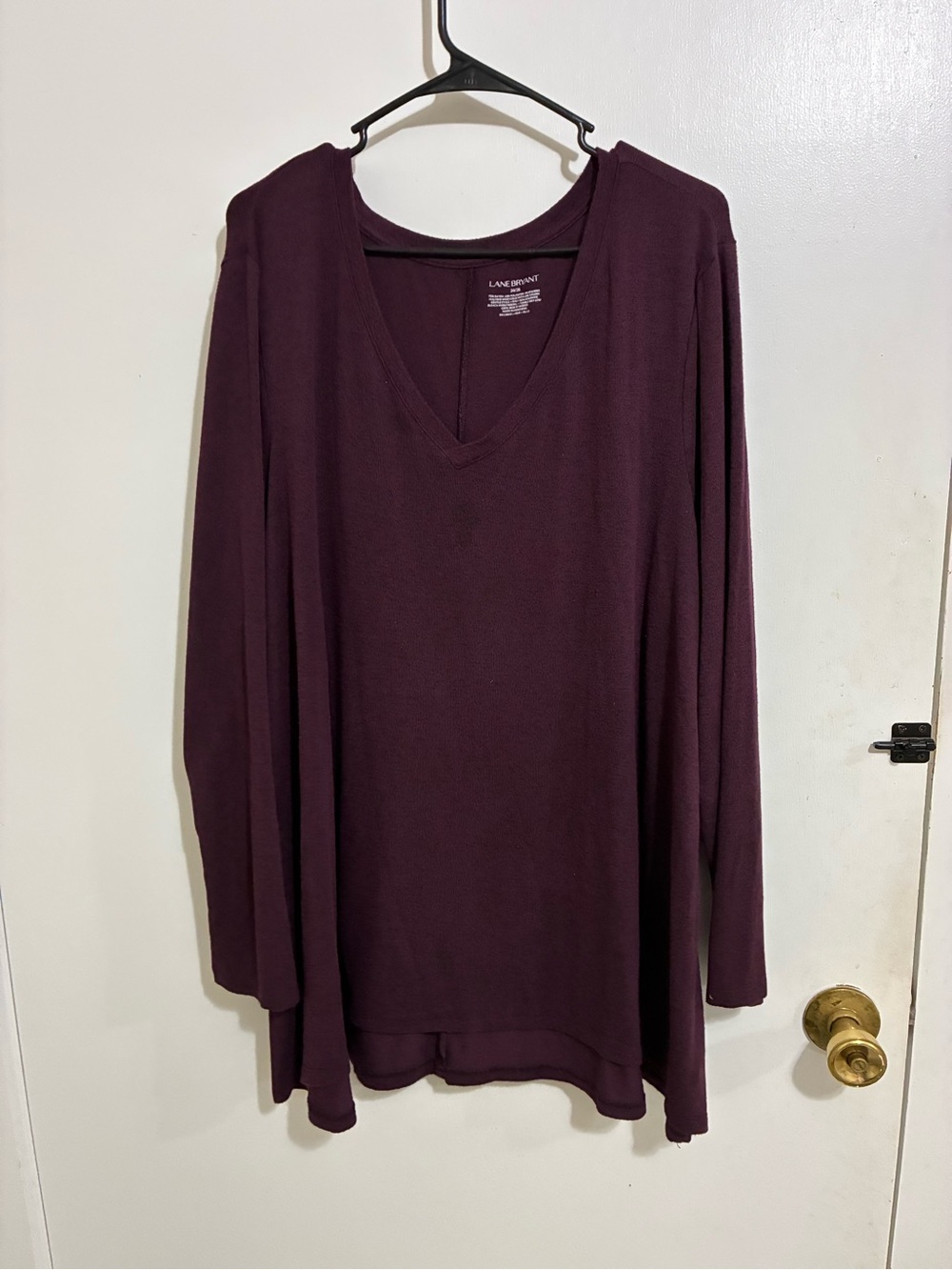 Lane Bryant Women's V-Neck Long Sleeve Top - Plum
